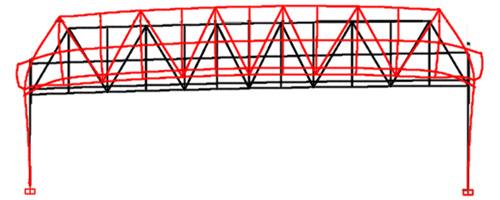 graphic portraying the Deflected Shape of the Bridge due to Temperature Change