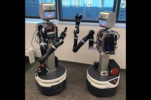 Two robots facing each other