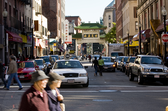 Traffic in Boston's Chinatown