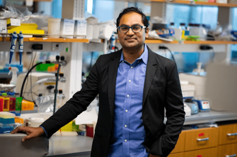 Nikhil Nair, associate professor of chemical and biological engineering, in his lab.