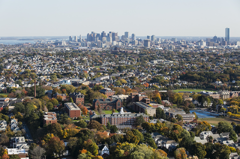 Aerial view of Tufts campus