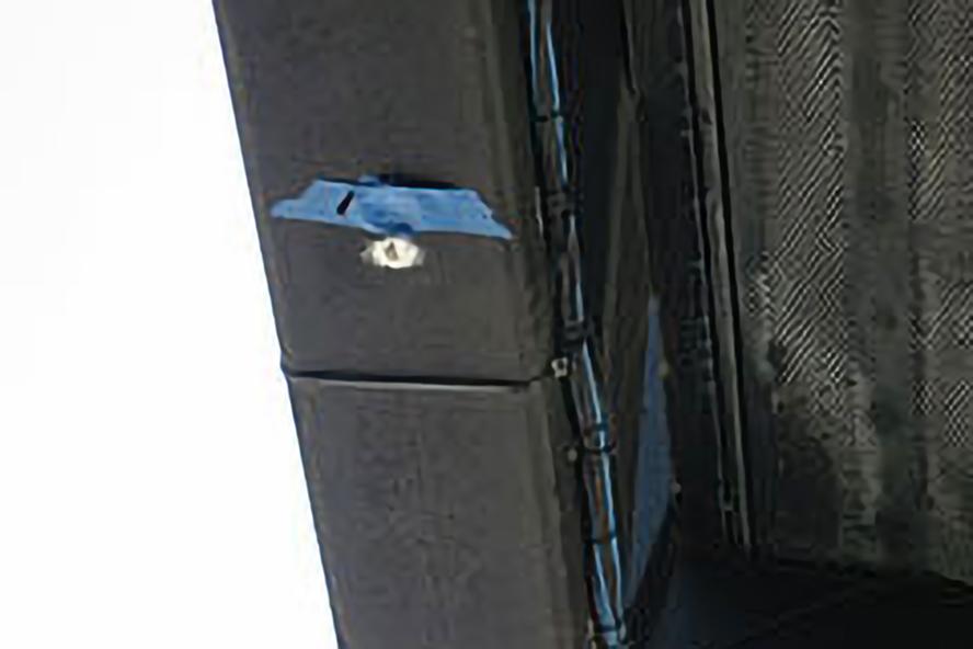 Installed strain gage on prepared surface of the beam