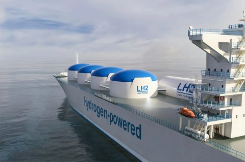 3D Rendering of the Liqiud Hydrogen renewable energy in vessel