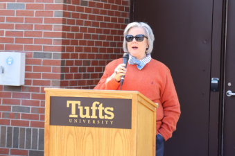 Betty Brannan-Berger speaks at the Annual Fred Berger 6K.