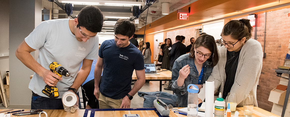 Students work on a project in Nolop FAST Facility at Tufts University.