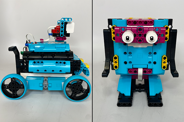 Side and front views of the robot created by participants in the KARMA program.