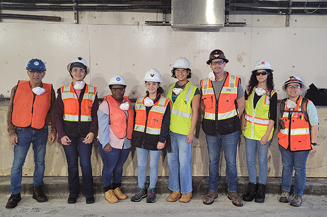 Professor Masoud Sanayei and Tufts students with Tufts alum Daniel Ebin visiting the Sumner Tunnel Project. 