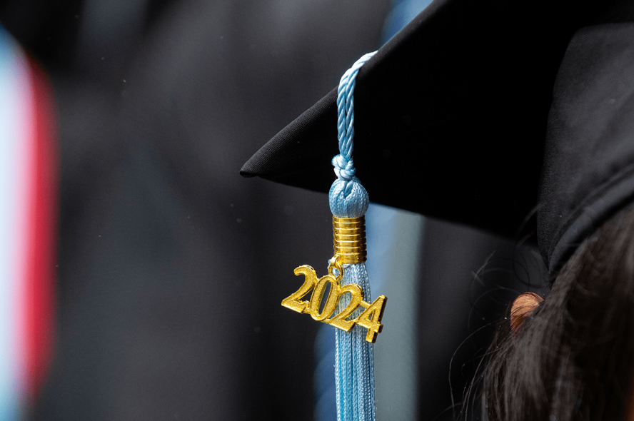 A graduation cap with 2024 tassel.