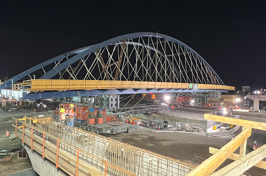 A network-tied arch bridge designed by Eric Pheifer.
