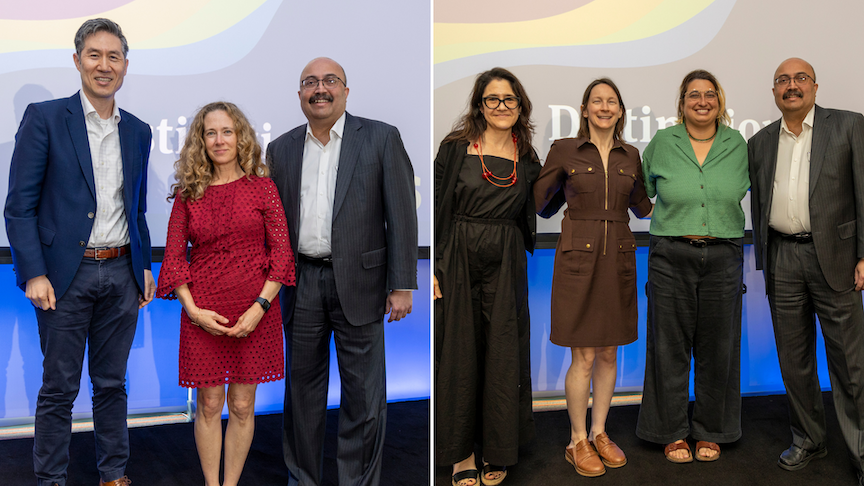 composite image: (left) Kyongbum Lee, Elissa Milto, Sunil Kumar. (right)  Bárbara Brizuela, Emily Quigley, Sunil Kumar