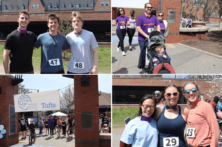 Participants in the EWB Fred Berger 6K, many are wearing bowties.