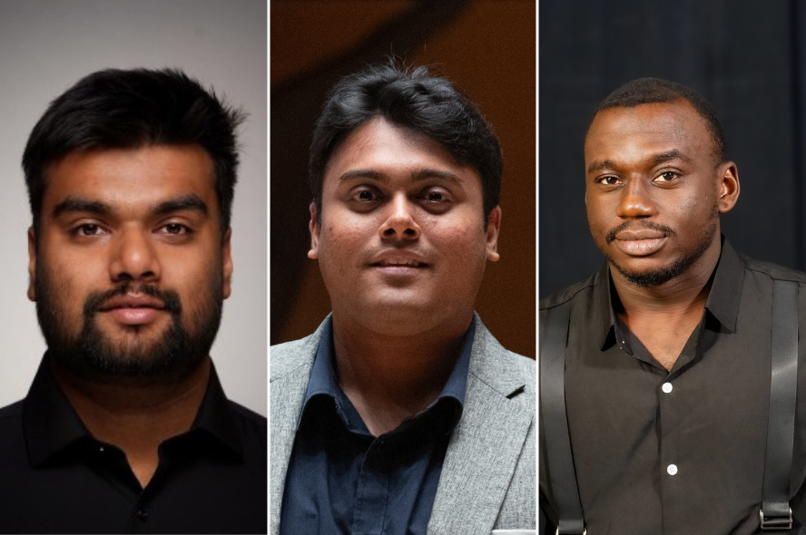 Left to right: Anas Ansari, Varun Nair, Martin Ugwuoke.