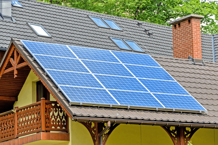 Solar panels on a home's roof