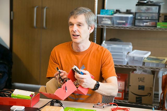 A man builds in a makerspace