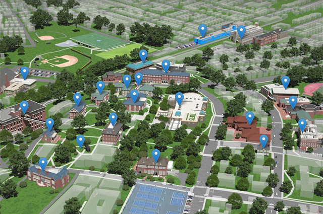 Screencap of Tufts Medford/Somerville campus map