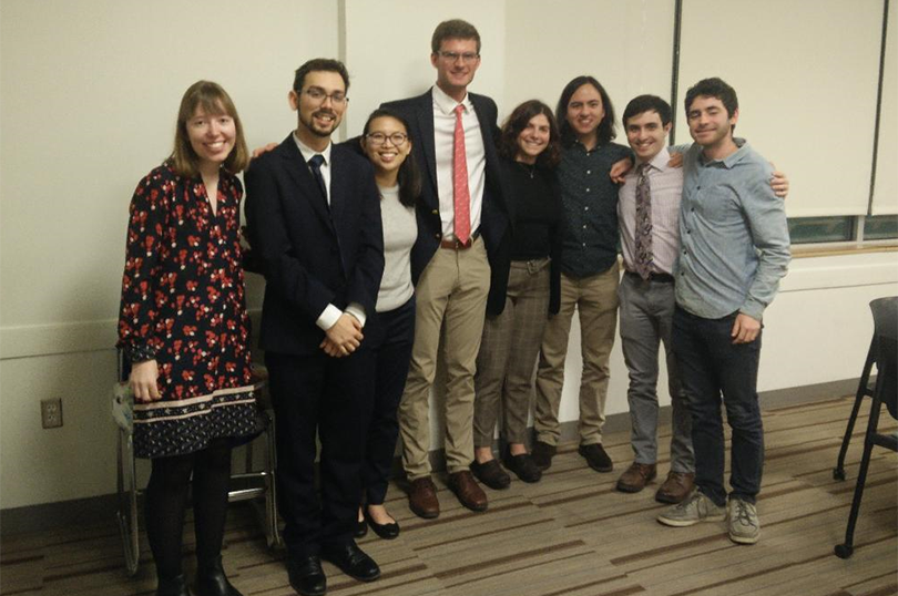 Officers of the Tufts IEEE HKN - Epsilon Delta Chapter attended the new member induction ceremony in December 2019. Photo courtesy of Associate Professor Chorng Hwa Chang, the group’s faculty advisor.