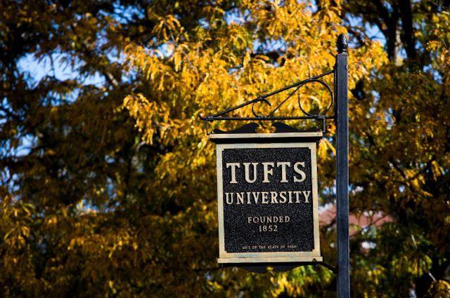 Tufts University sign near campus