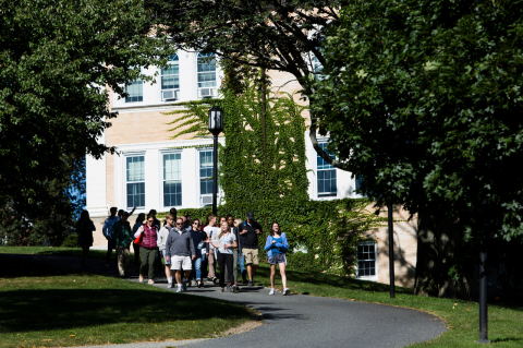 Students and families on a campus tour