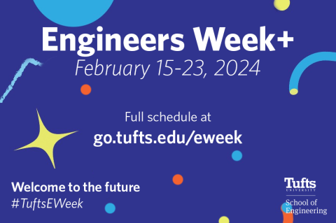 Engineers Week+, February 15-2024. Full schedule at go.tufts.edu/eweek. Welcome to the future. #TuftsEWeek