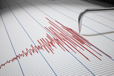 Stock photo of a seismograph registering an earthquake.