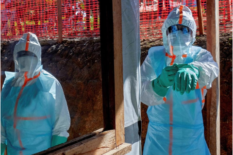Disease professionals in protective suits