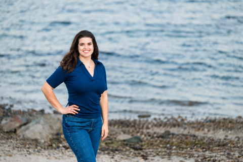 Kaitlyn Fucillo in front of the ocean.