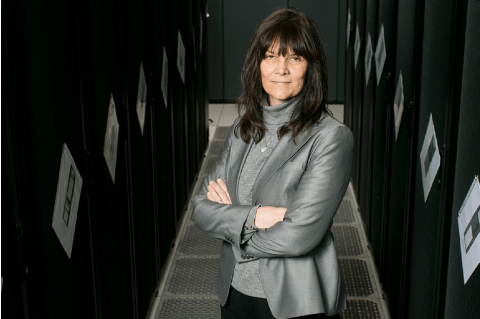 Professor Kathleen Fisher poses for a portrait in the Tufts Data Center