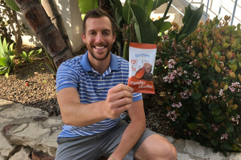 Jesse Shapiro and a pack of Youtopia snacks.