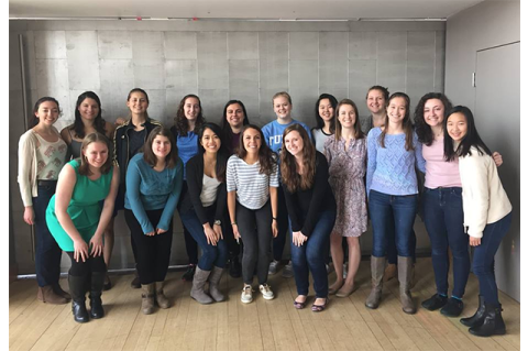 Members of Tufts SWE and alumni pose for a group photo