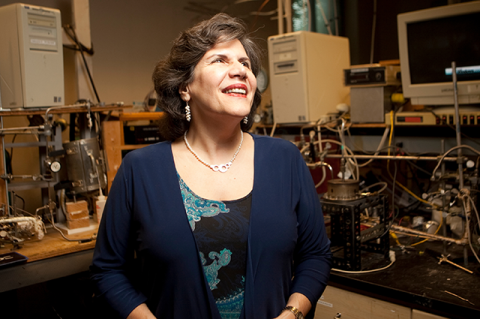 Distinguished Professor Maria Flytzani-Stephanopoulos in her lab
