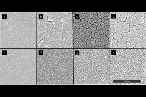 SEM images of Ir thin films deposited directly on a silicon wafer
