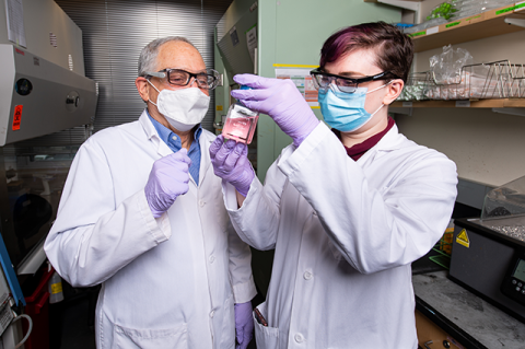 David Kaplan and student in the lab together