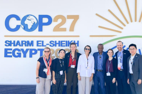 A delegation of Tufts students and faculty at the UN Conference of the Parties (COP) in Sharm el-Sheikh, Egypt