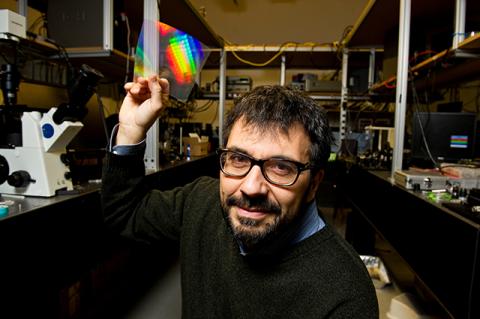 Professor Fiorenzo Omenetto in his laboratory.