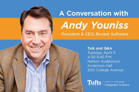 Andy Youniss, president and CEO of Rocket Software, will give a talk at Tufts on April 11.