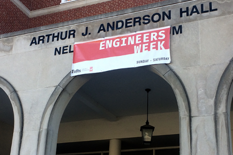 Anderson Hall with Engineers Week banner hanging over the entrance